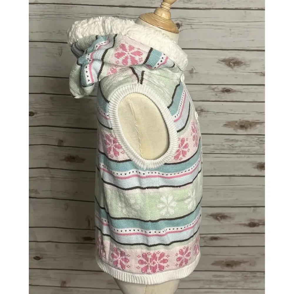 Gymboree Winter Ballerina Fair lsle hooded button-down sweater vest Size M (7-8)
